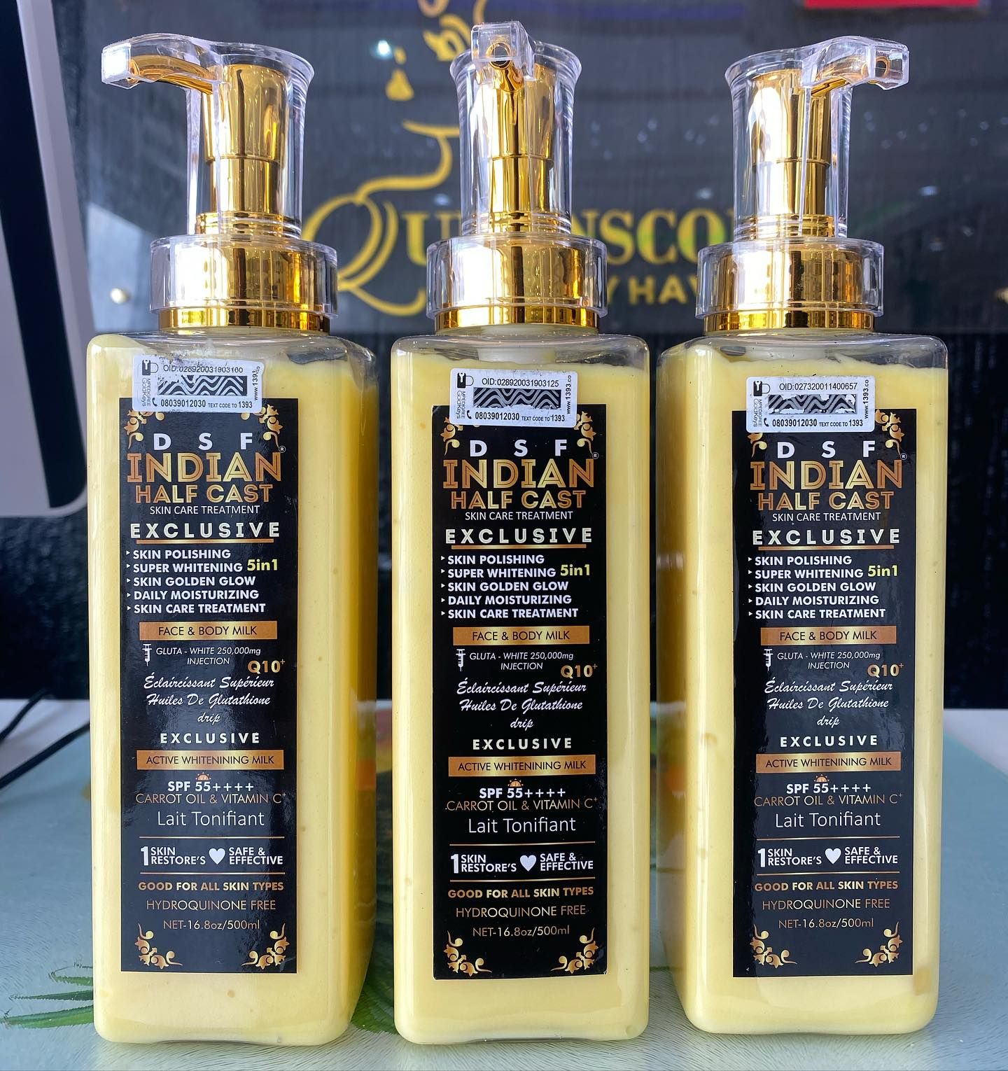Indian Halfcast Exclusive Lotion Brightens skin tone, reduces blemishes, and moisturizes deeply with SPF 55 and active whitening ingredients