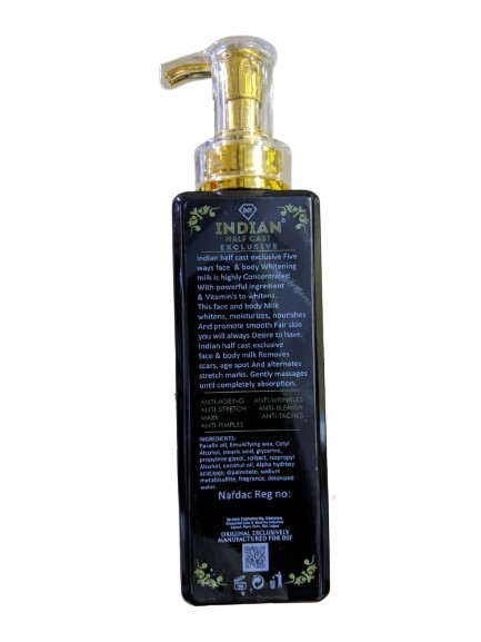 Indian Halfcast Exclusive Lotion Brightens skin tone, reduces blemishes, and moisturizes deeply with SPF 55 and active whitening ingredients