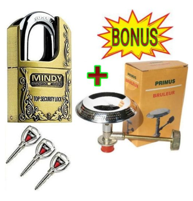 Mindy High Quality Padlock, Pad lock 40mm With 3 Keys Top Security For Doors, Gates & Boxers + FREE GIFT Gas Burner 6kg Cylinders