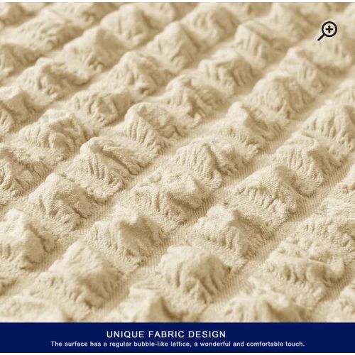 Fashion Sofa Cover with Skirt, Stretch Seersucker Sofa Slipcover Couch Covers Durable Furniture Protector for Kids and Pets Living Room Stretchable Turkey imported Seat covers - Cream / Light Yellow