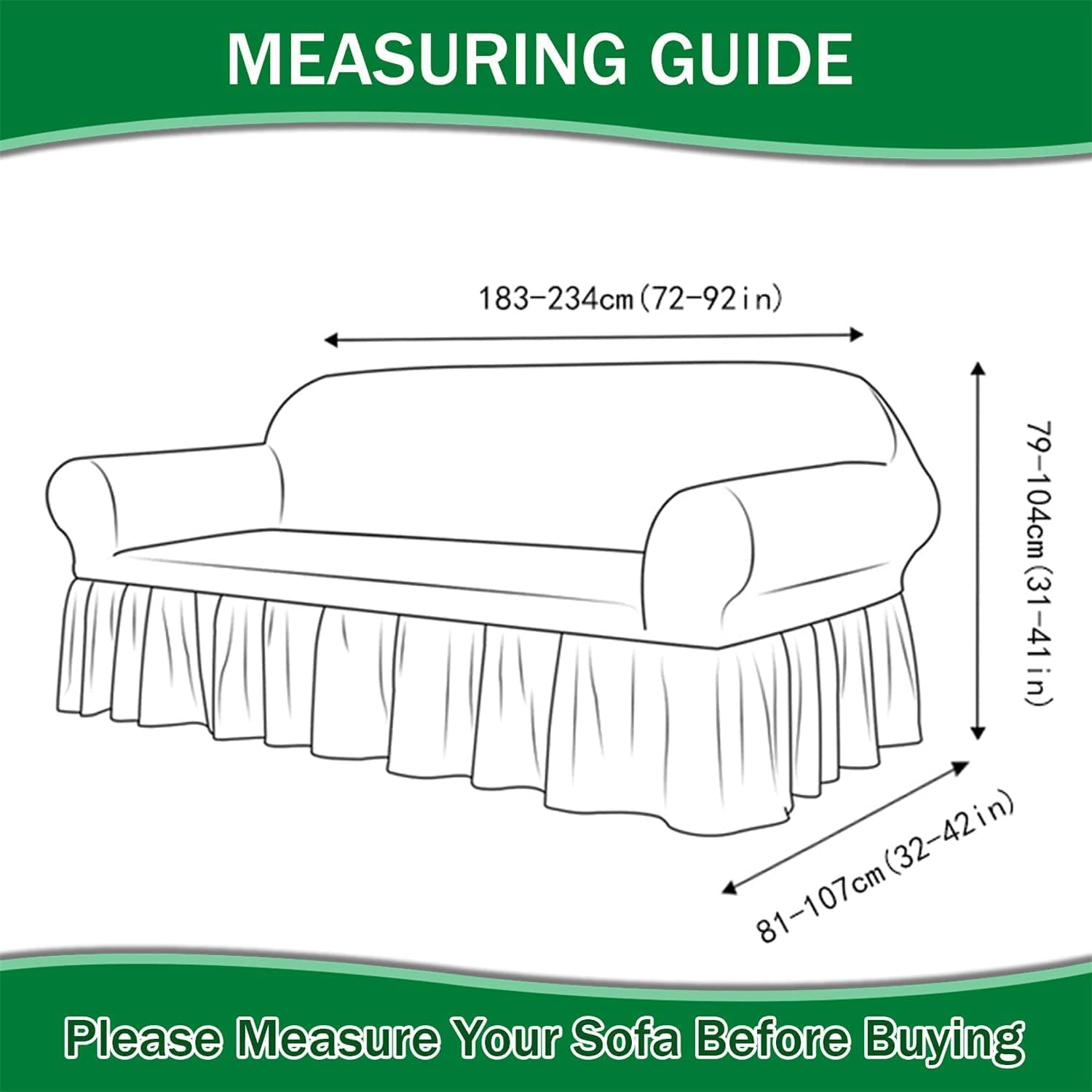 Fashion Sofa Cover with Skirt, Stretch Seersucker Sofa Slipcover Couch Covers Durable Furniture Protector for Kids and Pets Living Room Stretchable Turkey imported Seat covers - Cream / Light Yellow