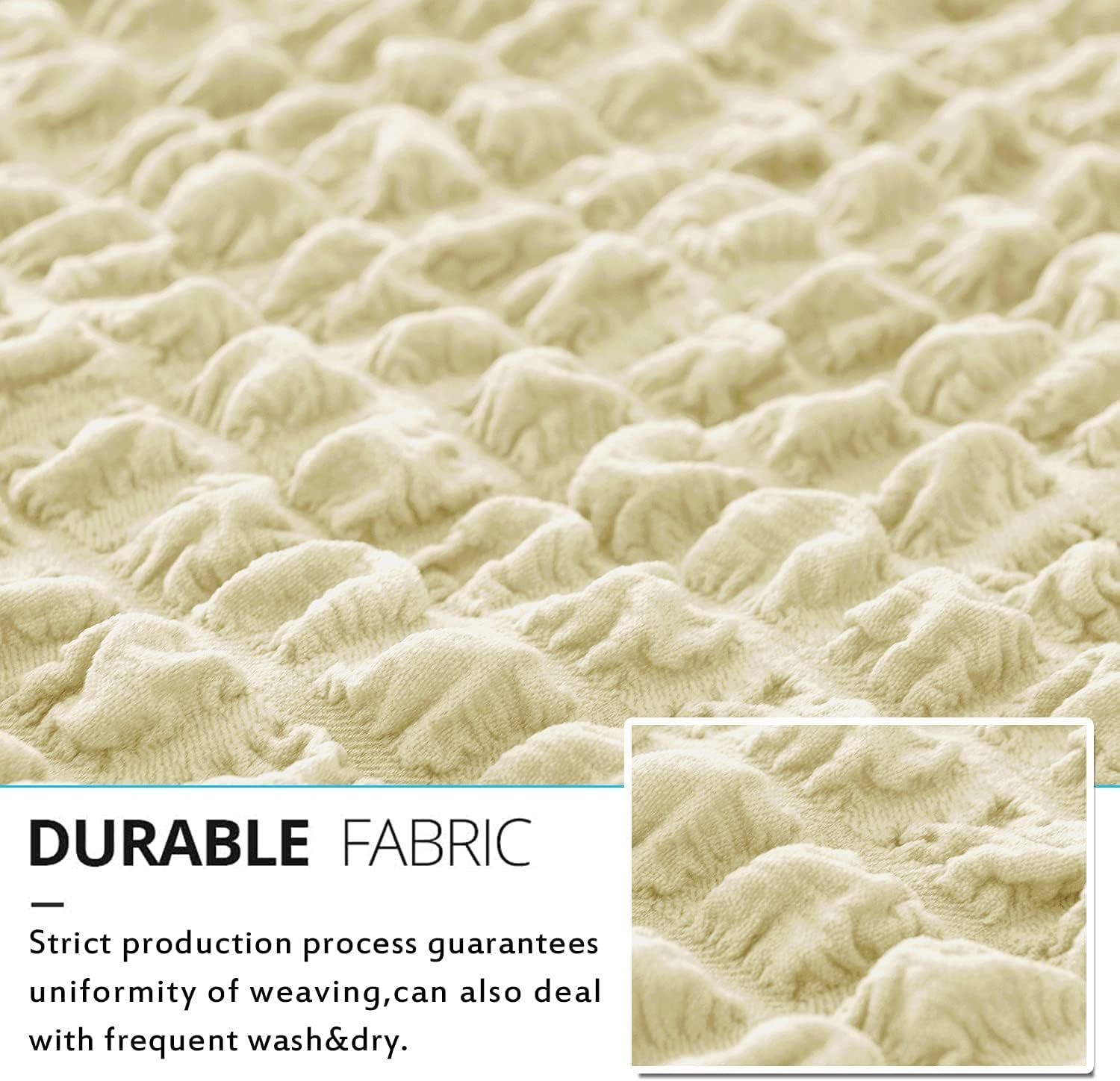Fashion Sofa Cover with Skirt, Stretch Seersucker Sofa Slipcover Couch Covers Durable Furniture Protector for Kids and Pets Living Room Stretchable Turkey imported Seat covers - Cream / Light Yellow