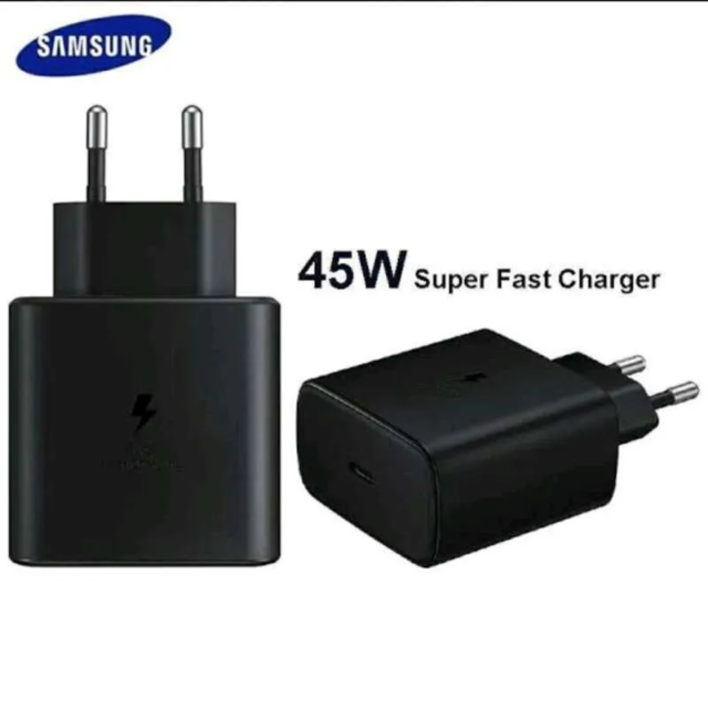 SAMSUNG 45W USB-C EU Super Fast Charging ADAPTER For Galaxy S23 S21 S22 S20 Note 20 Ultra 10 Plus Z Flip Fold 4 3 2 A73 - ADAPTER ALONE