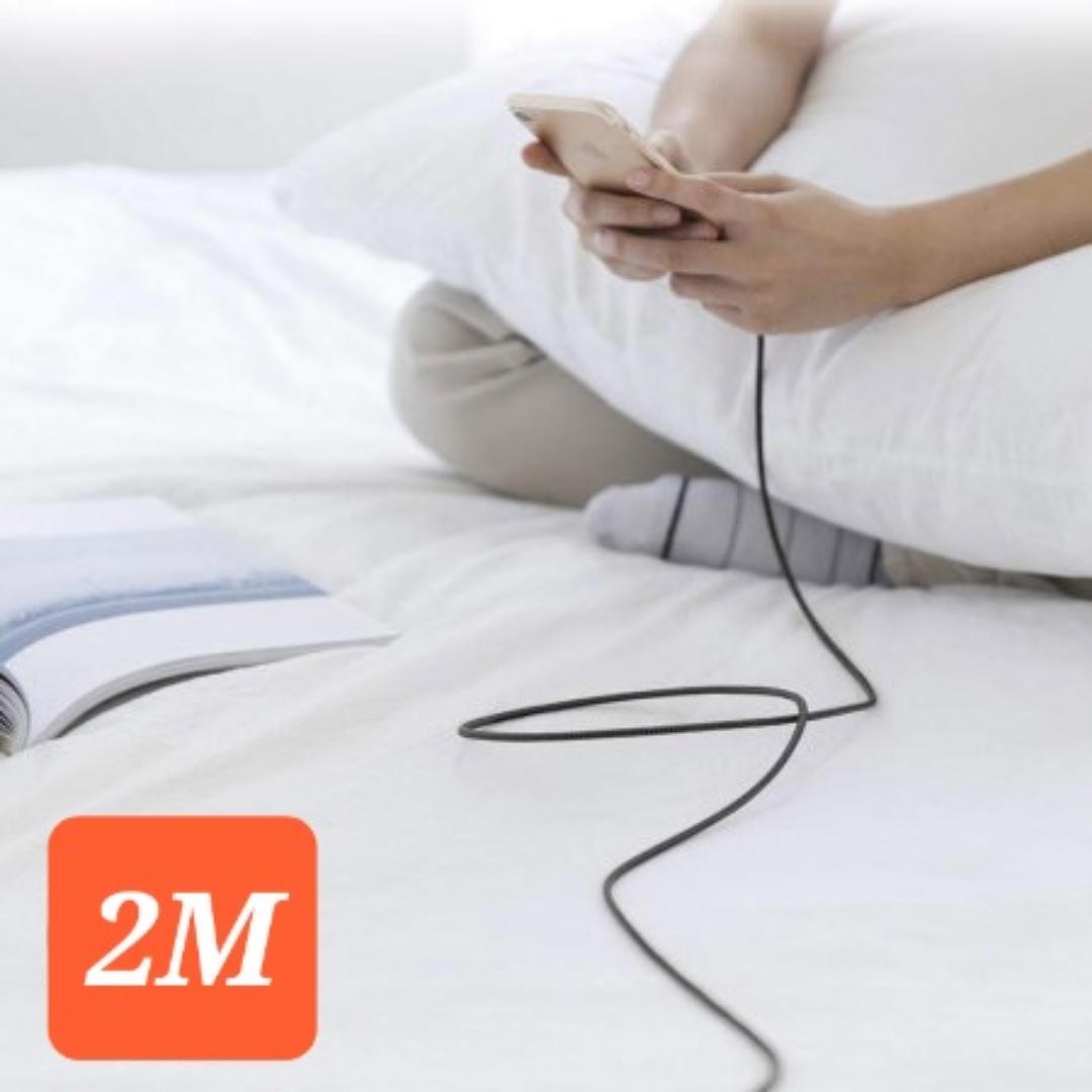Braided USB-A to Lightning Charge And Data Sync Cable - 2m - Black - For iPhone 6 7 12 13 14 Pro Max
