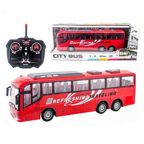Rc Bus Electric Remote Control Car with Light Tour Bus School City Model 27Mhz Radio Controlled Machine Toys for Boys Kids