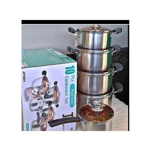 JP Jamesport Heavy duty induction base 10 PCS Stainless Steel Cookware Set Cooking Pots/sufuria