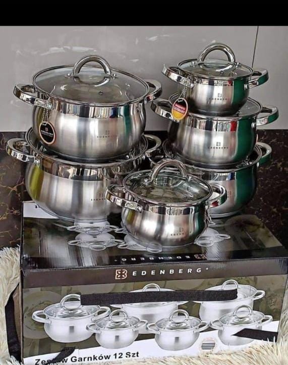 EDENBERG 12pc Edenburg Stainless Steel Cookware Set,Tight-Fitting Lids Help retain heat and moisture during cooking.