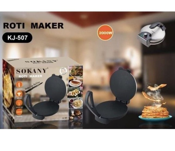Roti Maker Machine, Electric Tortilla Press with Detachable Handle, Chapati Maker Machine, Burrito Maker, Prensa Para Tortillas, Tortillera, Black