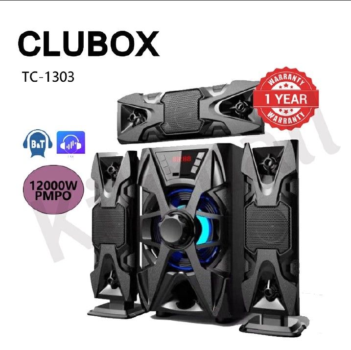 CLUBOX 3.1CH BlueTooth Woofer Home Theatre Sytem Speaker Systems Woofer USB/SD/FM Home Audio System with Remote Control 12000W TC-1303