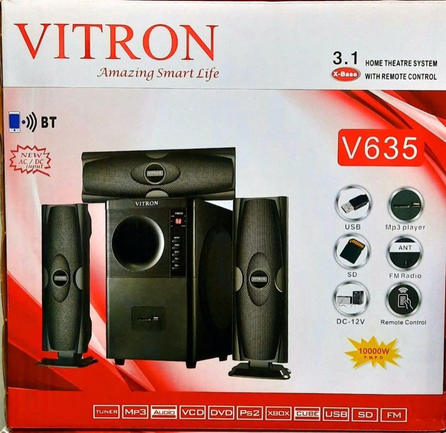Vitron V635 HOME THEATRE Woofer SYSTEM 3.1CH Bluetooth Multi-Media Music System With Remote
