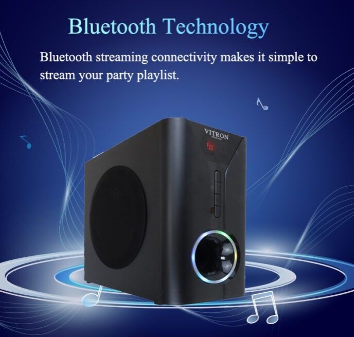 Vitron 2.1CH Multimedia Bluetooth Woofer Speaker System V527 Subwoofer Soundbar BT/USB/SD/FM Subwoofer Home Audilo System Soundbar with Remote Control 9000W V527
