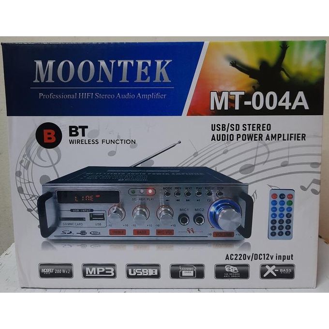 MOONTEK MT-004A BLUETOOTH STEREO POWER AMPLIFIER WITH USB/SD, FM & DUAL MIC INPUT