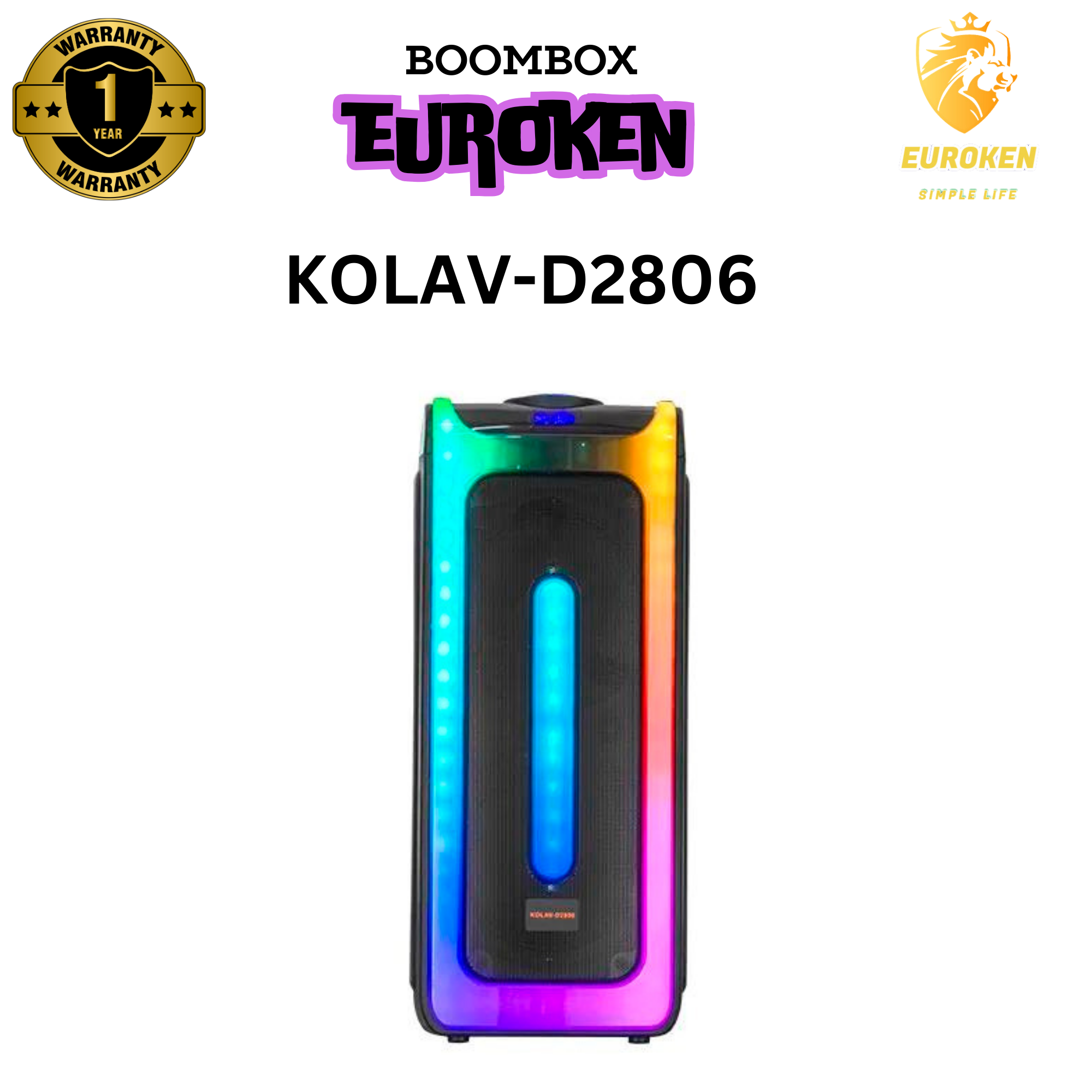 KOLAV-D2806 Dual 8 Inch Party Sounds System Dj Bluetooth Speaker Outdoor Wireless Bluetooth Speakers Boombox With Led Light