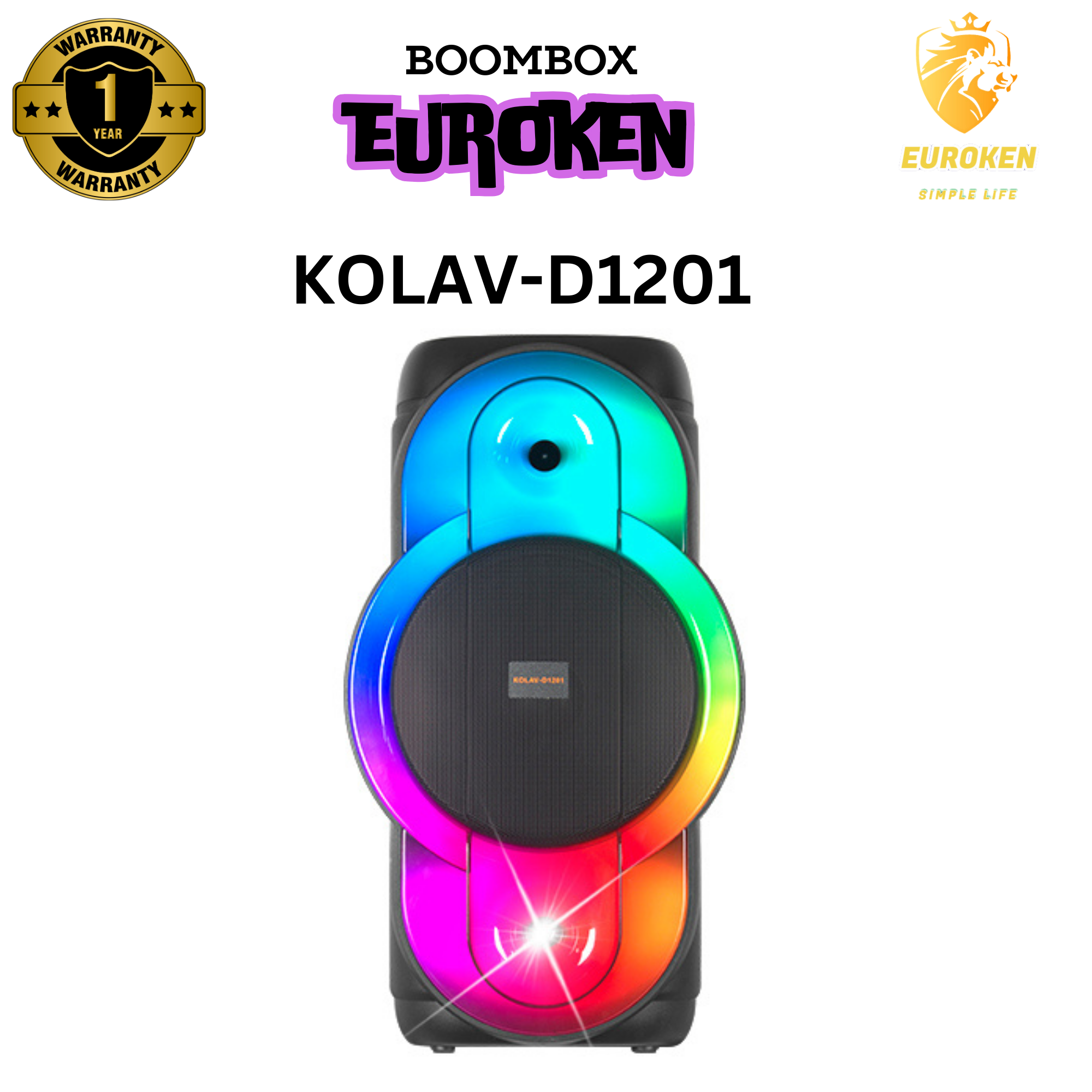 New KOLAV-D1201 12 Inch bluetooth powerful speakers portable bass and loud full screen flame light speaker