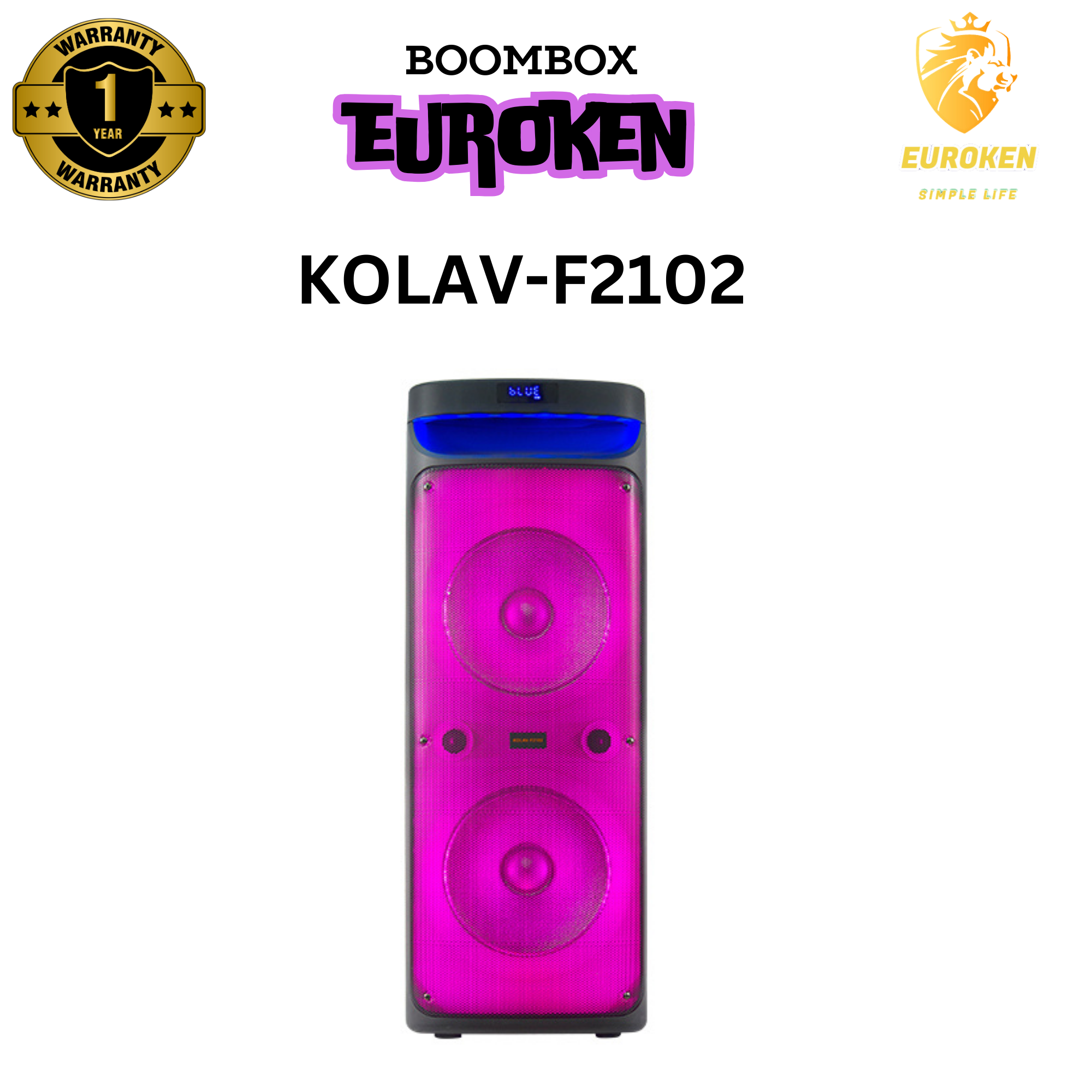 KOLAV-F2102 New Trolley  Rechargeable Dual 10INCH Wireless Bluetooth Speakers Flame Light High Quality Hifi Pa Speaker Systems