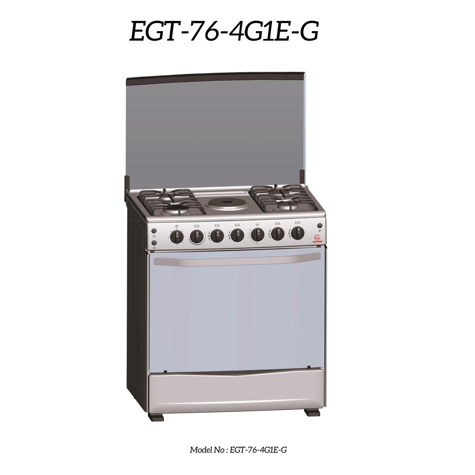 CLEARANCE OFFER Eurochef EG76-4G1E-G 4 Gas 1 Hot Plate stand cooker with Gas Oven