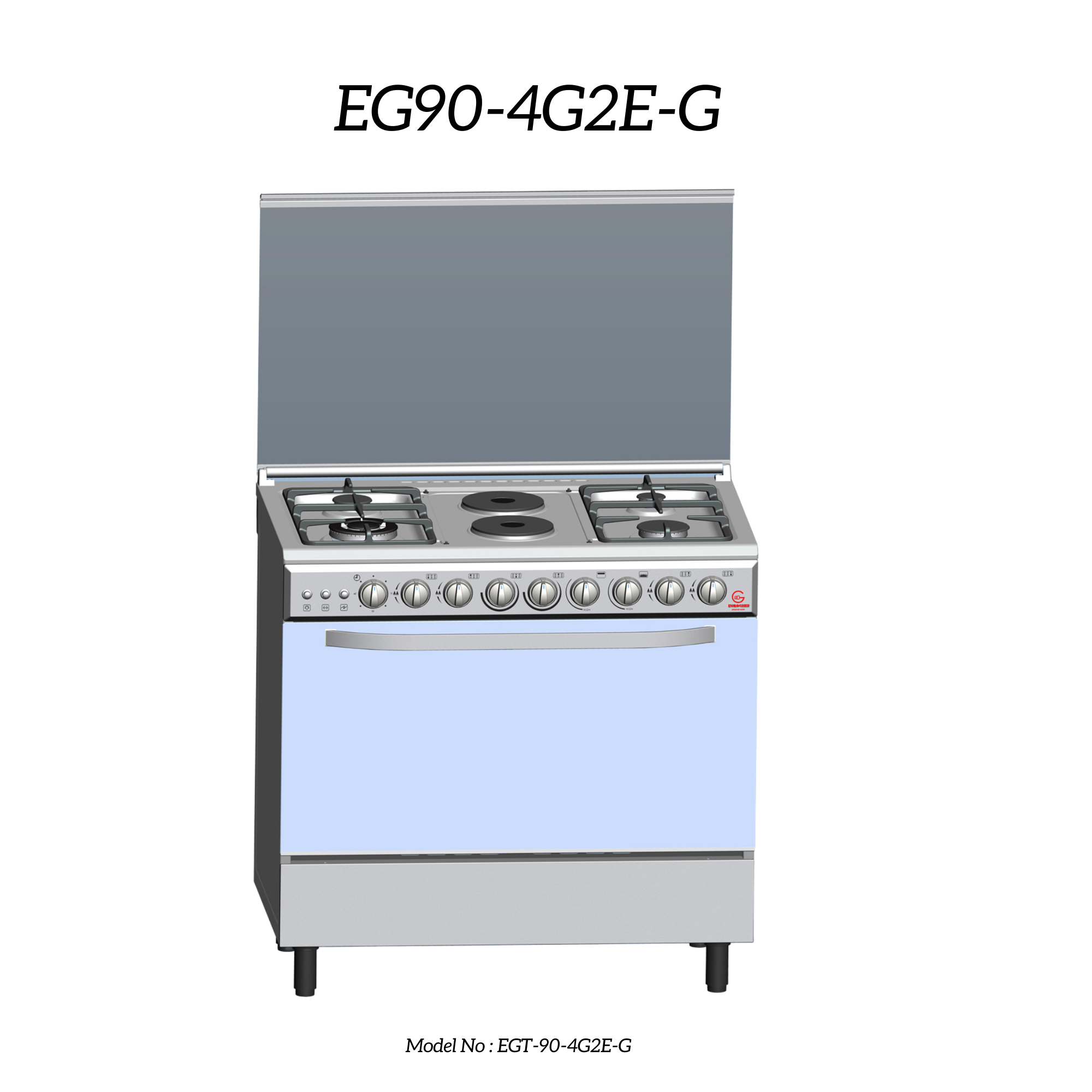 EUROCHEF EG90-4G2E STAND GAS COOKER 90X60CM Gas Oven  Silver