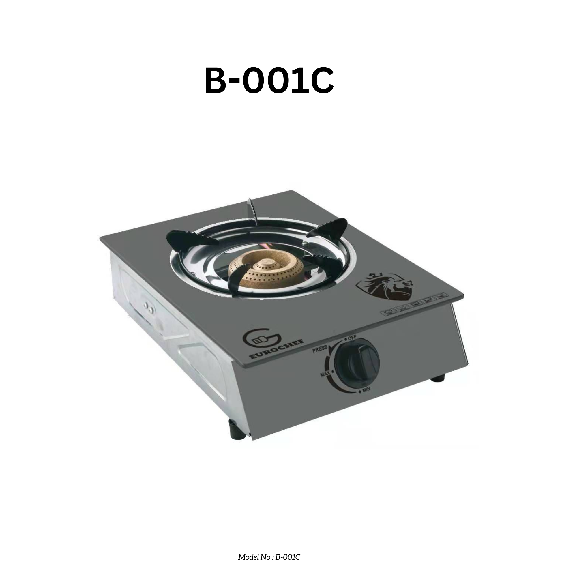 EUROCHEF B-001C  Table top Gas Stove cooker with One / Single Burner with Glasstop