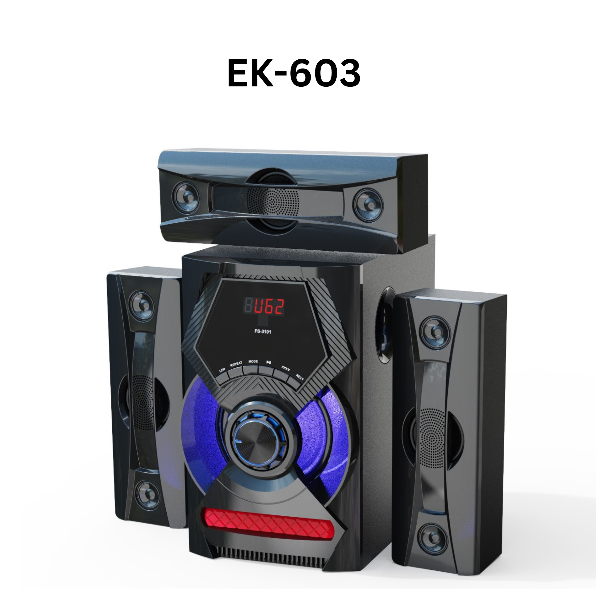 EUROKEN EK-603  3.1CH Multimedia X-Bass Speaker System Home Theatre System AC/DC Subwoofer Bluetooth Woofer USB/SD/FM Home Audio System with Remote Control
