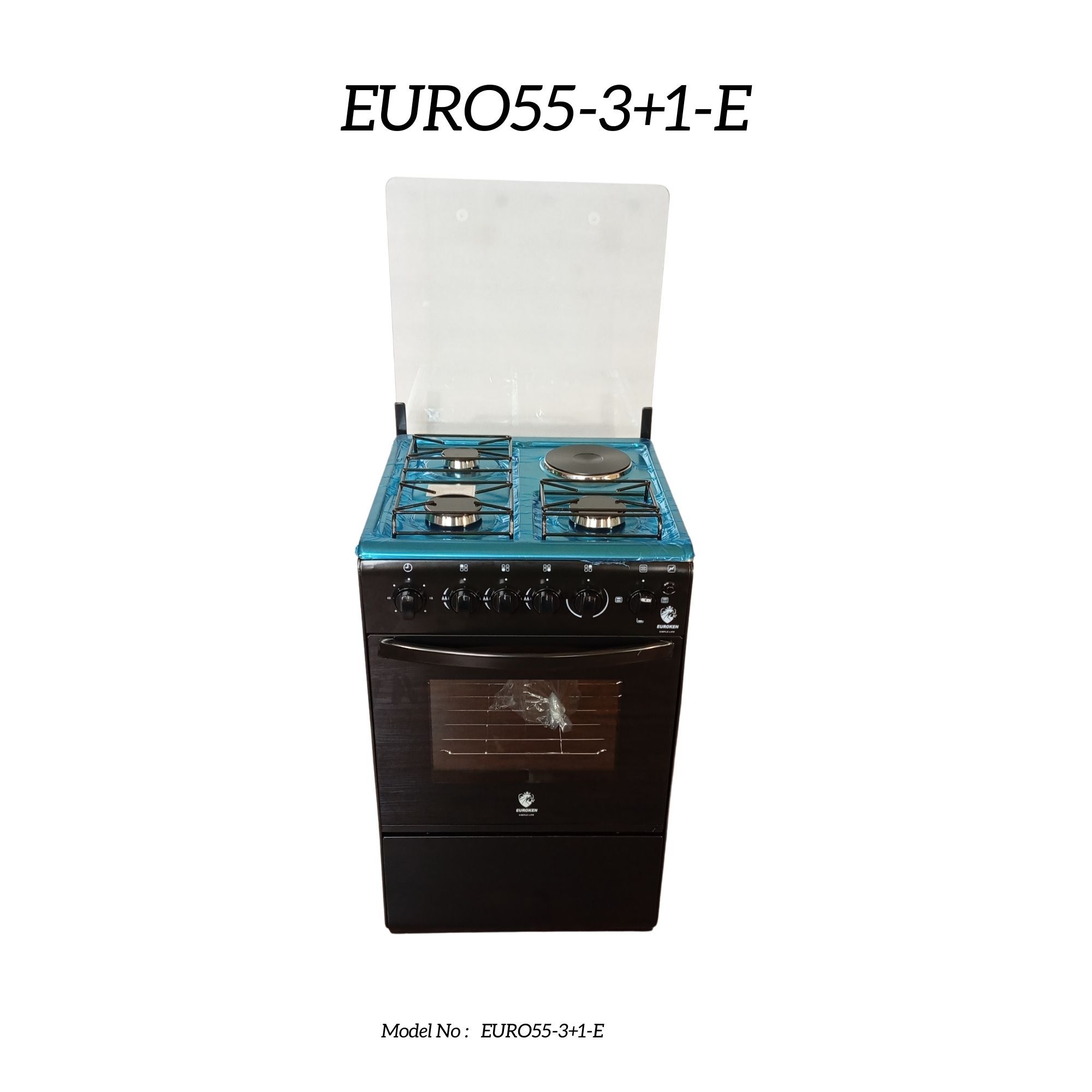 【Exclusive Offer】 EUROKEN EURO55-3G1E-E  50L HOME IMPROVEMENT  FREE STANDING COOKER 3 GAS +1 HOTPLATE KITCHEN APPLIANCE WITH ELECTRIC OVEN - 50X55CM