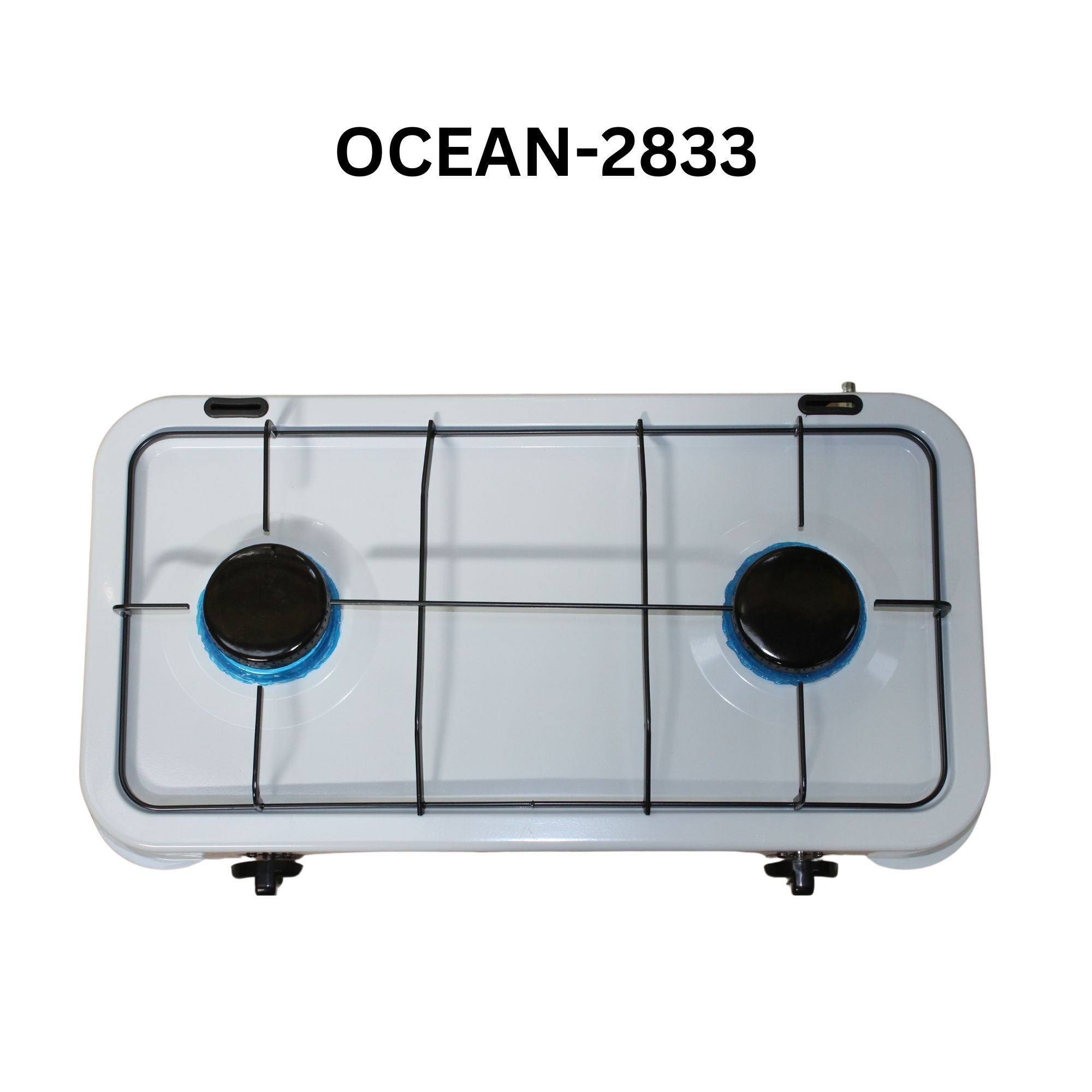 Ocean 2833 DELUXE OCEAN DOUBLE (2) /TWO BURNER STAINLESS STEEL TABLE TOP GAS STOVE- WHITE