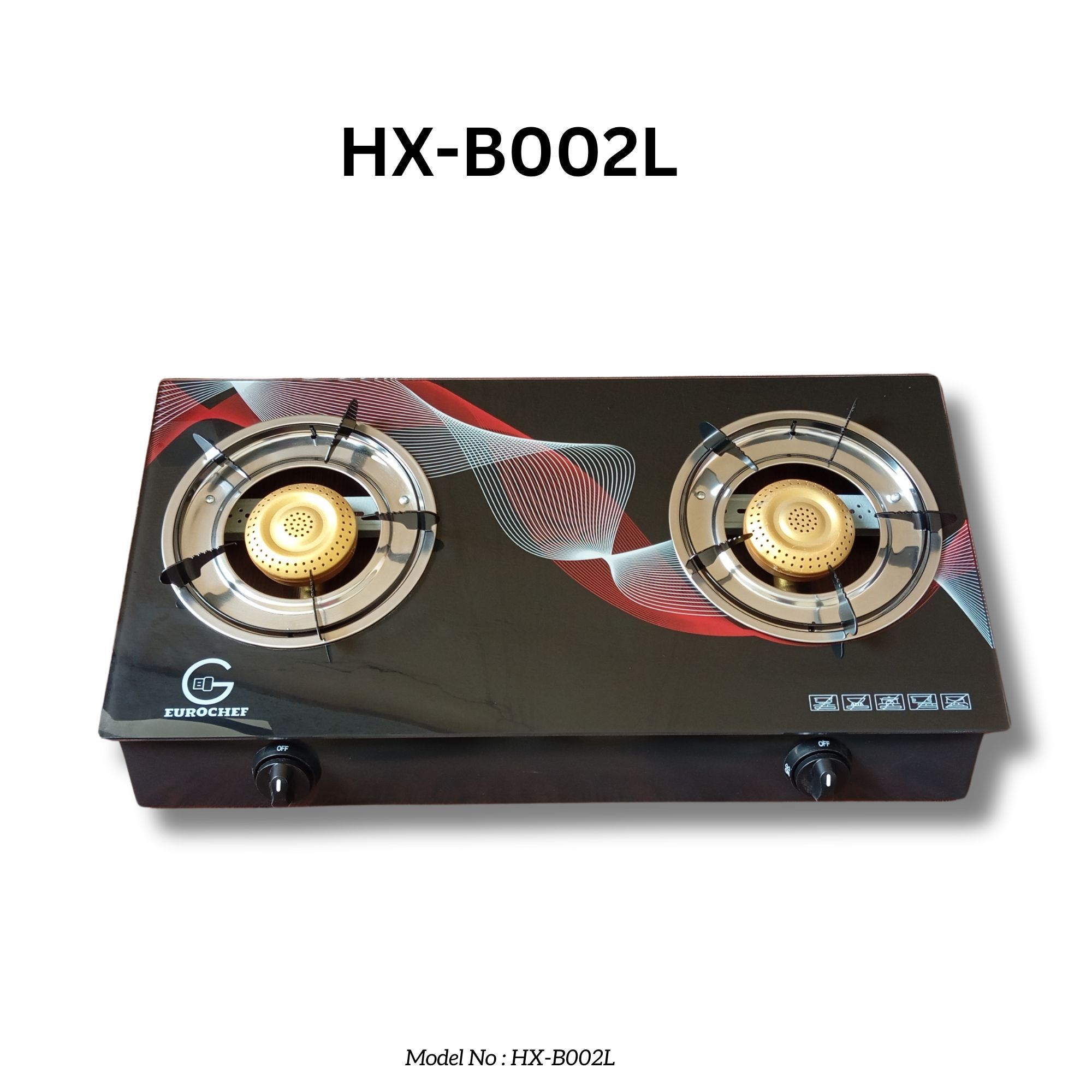 EUROCHEF HX-B002L  TWO BURNER  GLASS-TOP TABLE COOKER - BLACK