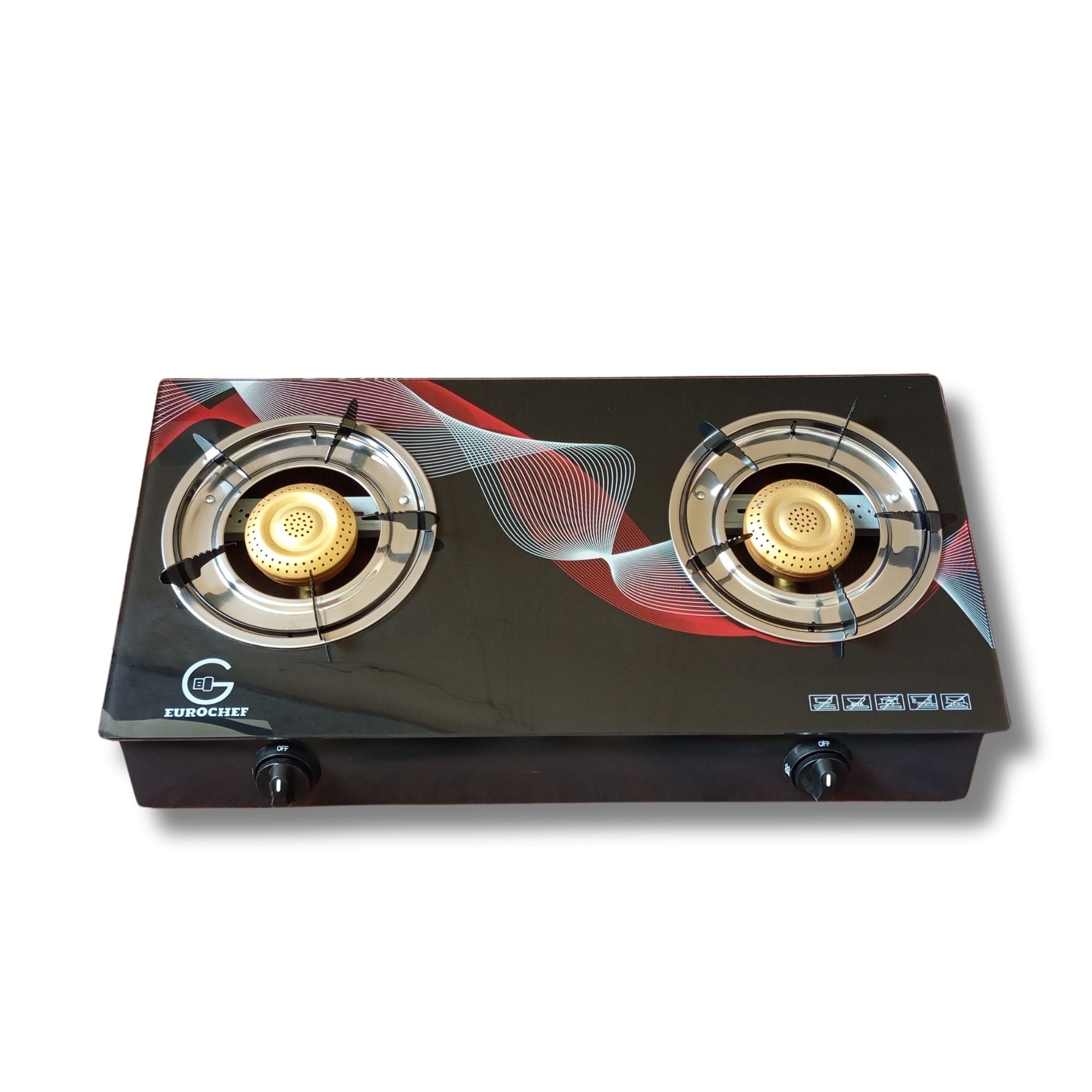 EUROCHEF HX-B002L  TWO BURNER  GLASS-TOP TABLE COOKER - BLACK
