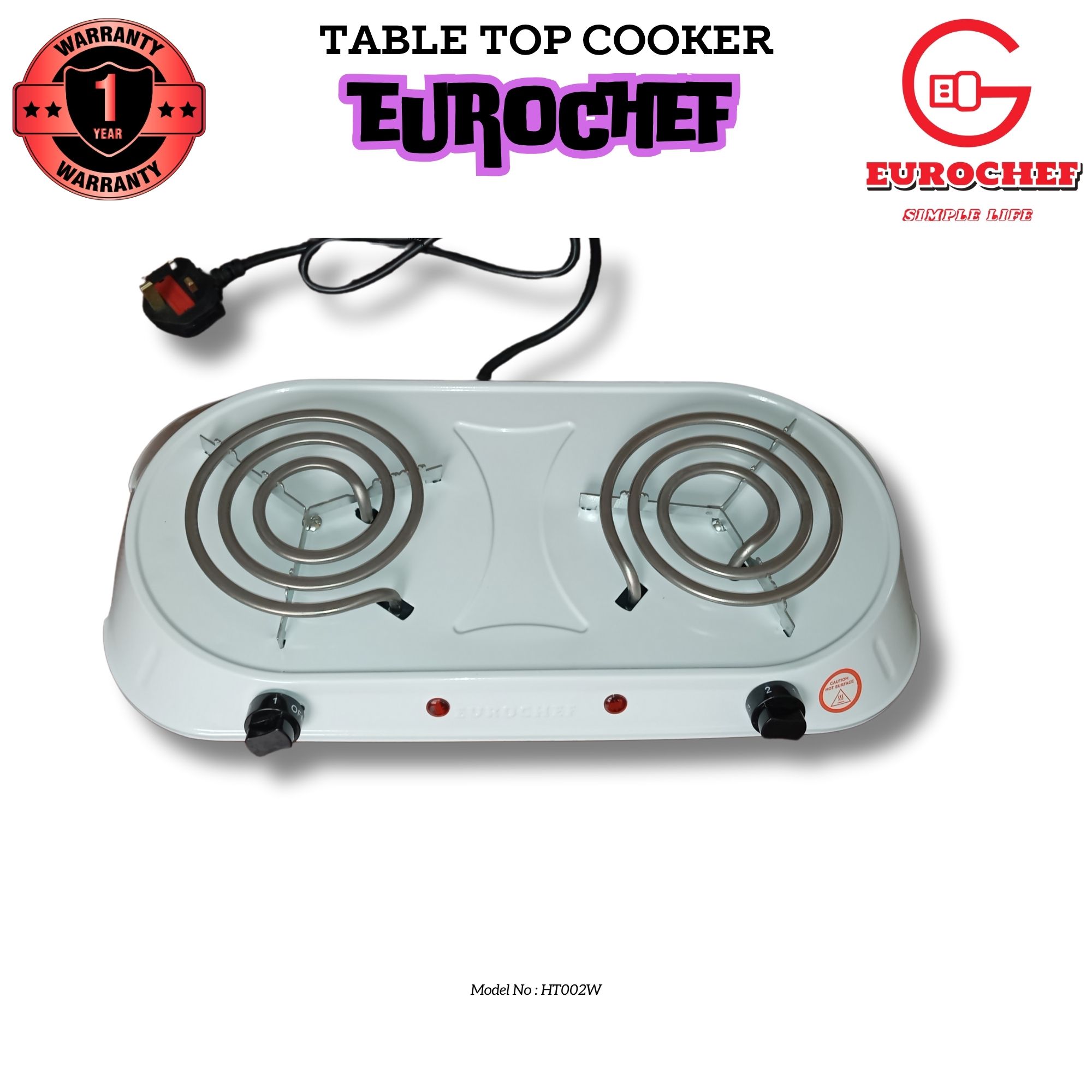 EUROCHEF CLEARANCE OFFER  Electric Tabletop Double Spiral Coil Cooker LIGHT BLUE