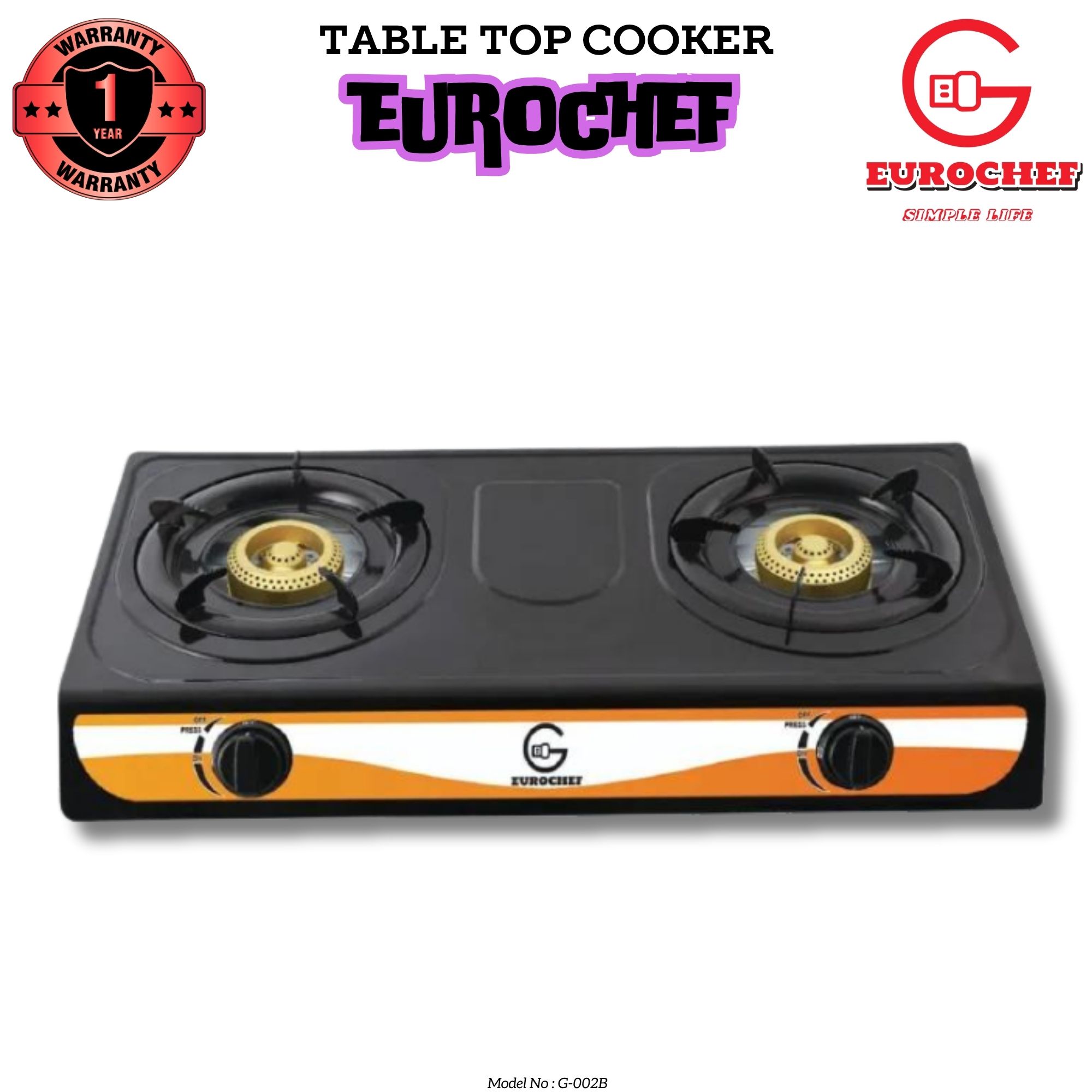 Eurochef G-002B  Two Burner (double) Stainles Steel  Gas Cooker