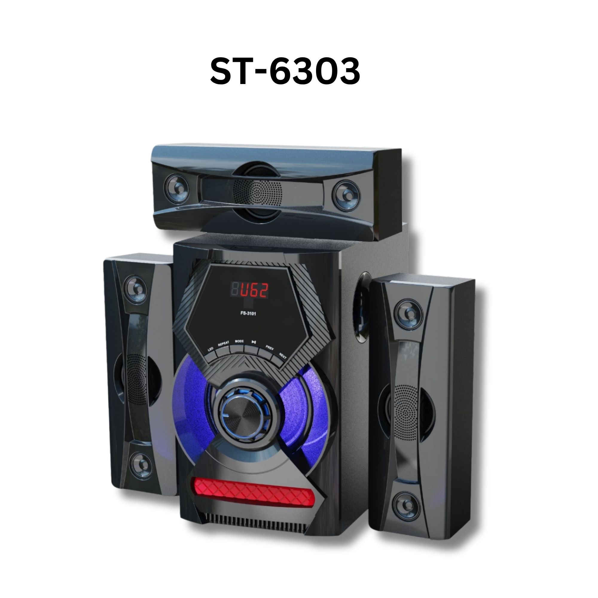 SINATECH 3.1CH Multimedia Bluetooth Woofer Speaker System ST-6303 Subwoofer BT/USB/SD/FM Subwoofer Home Audio System  with Remote Control 20000W