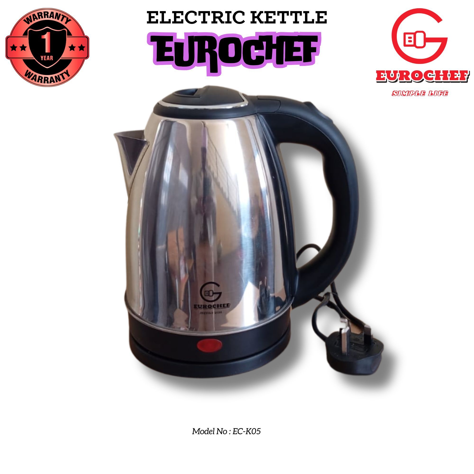 Eurochef  EC-K05 Electric Kettle Automatic, 2.3 Litres -  Blue