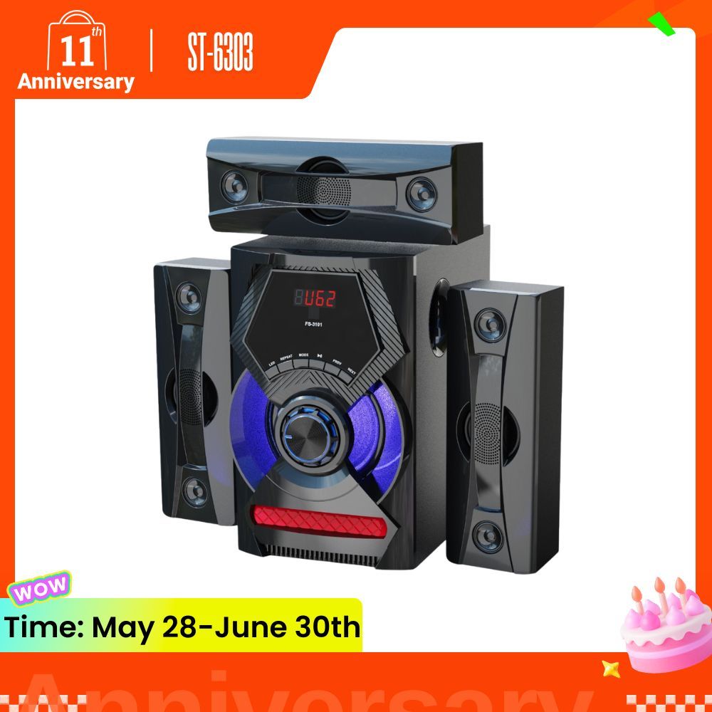 SINATECH 3.1CH Multimedia Bluetooth Woofer Speaker System ST-6303 Subwoofer BT/USB/SD/FM Subwoofer Home Audio System  with Remote Control 20000W