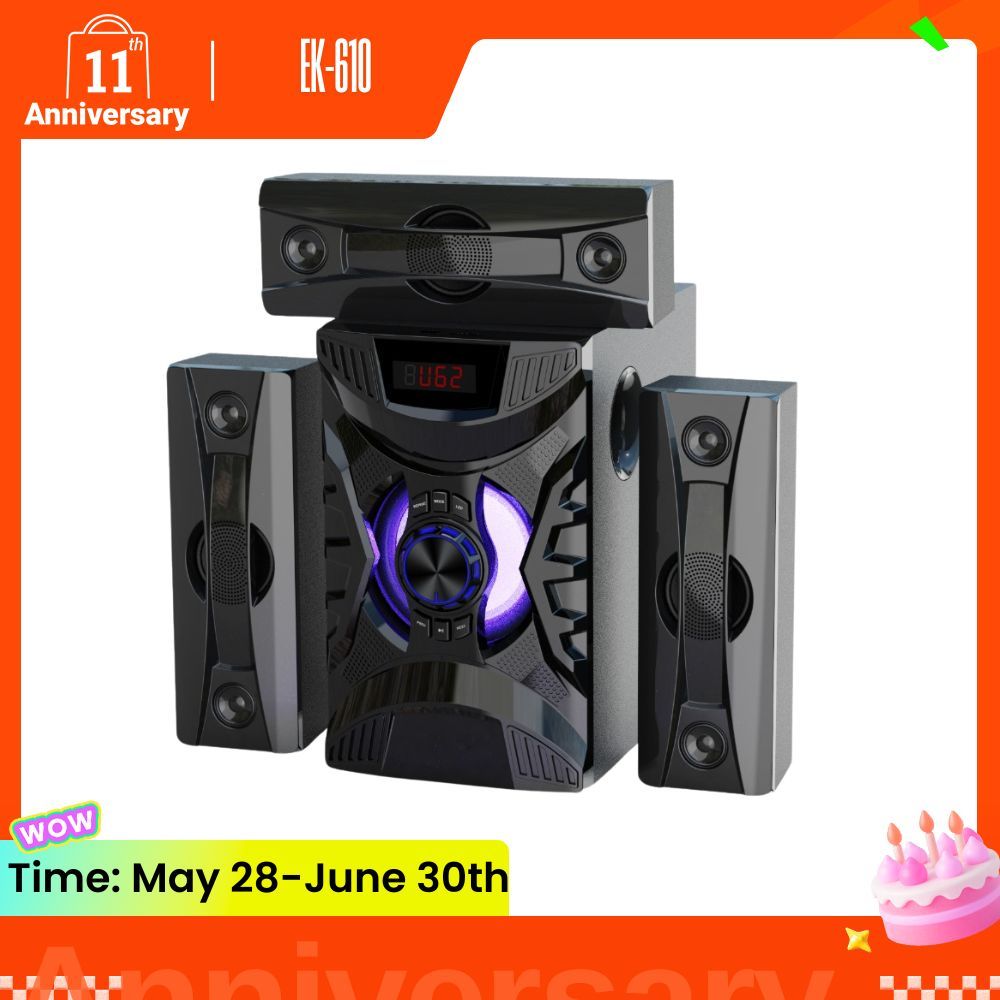 EUROKEN 3.1CH Multimedia Bluetooth Woofer Speaker System EK-610 Subwoofer BT/USB/SD/FM Subwoofer Home Audio System  with Remote Control 20000W