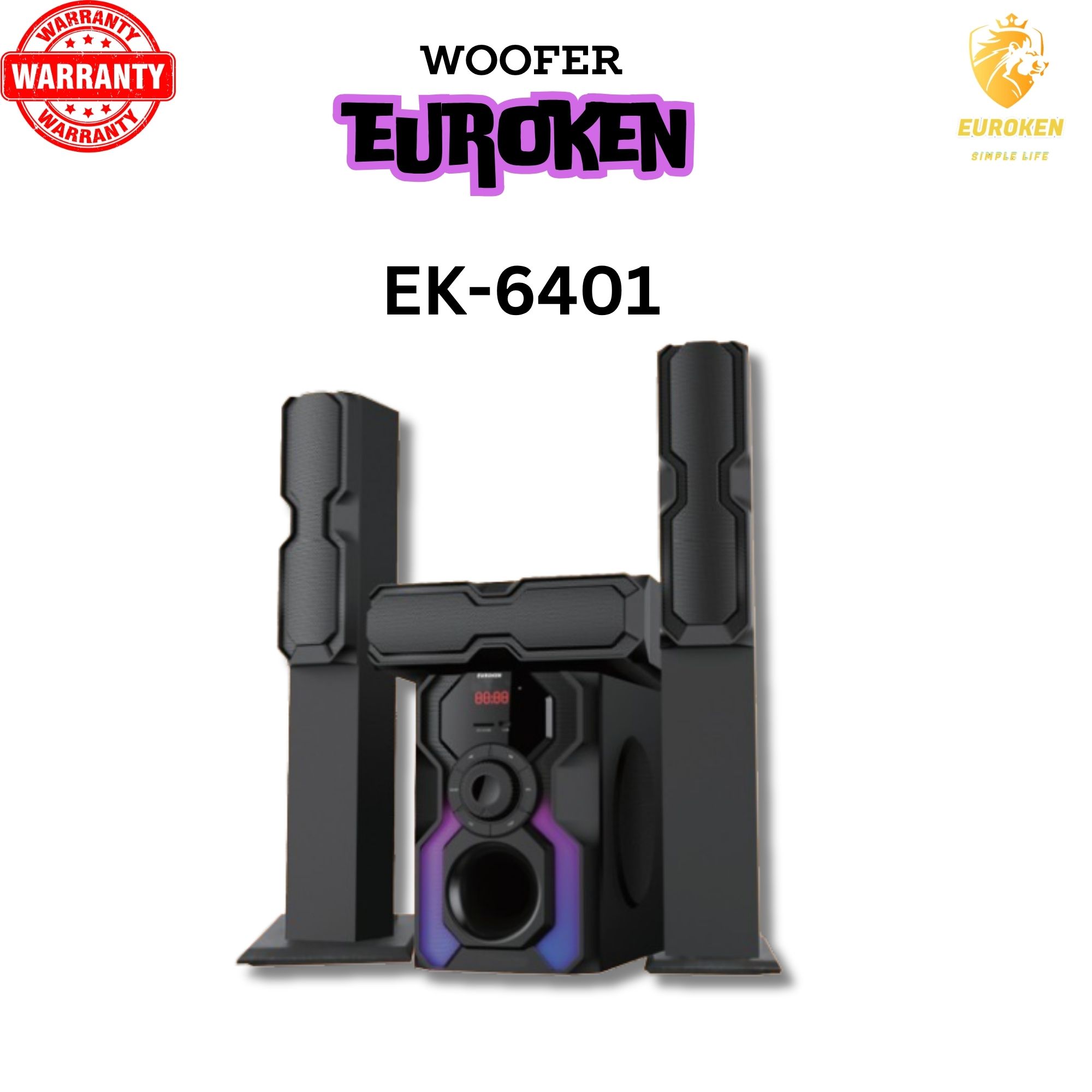 EUROKEN HOME THEATRE SYSTEM EK-6401 3 IN 1 TALL BOY AC/DC 10000W  PMPO  BLUETOOTH/FM/USB/SD MEM CARD SUPPORT