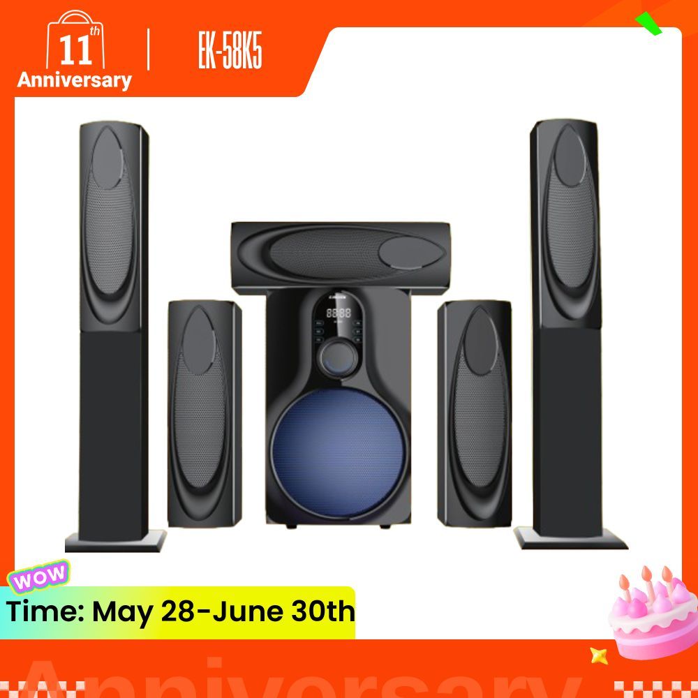 EUROKEN HOME THEATRE SYSTEM EK-58K5 5 IN 1 TALL BOY AC/DC 15000W PMPO  WITH BLUETOOTH/FM/USB/SD MEM CARD SUPPORT