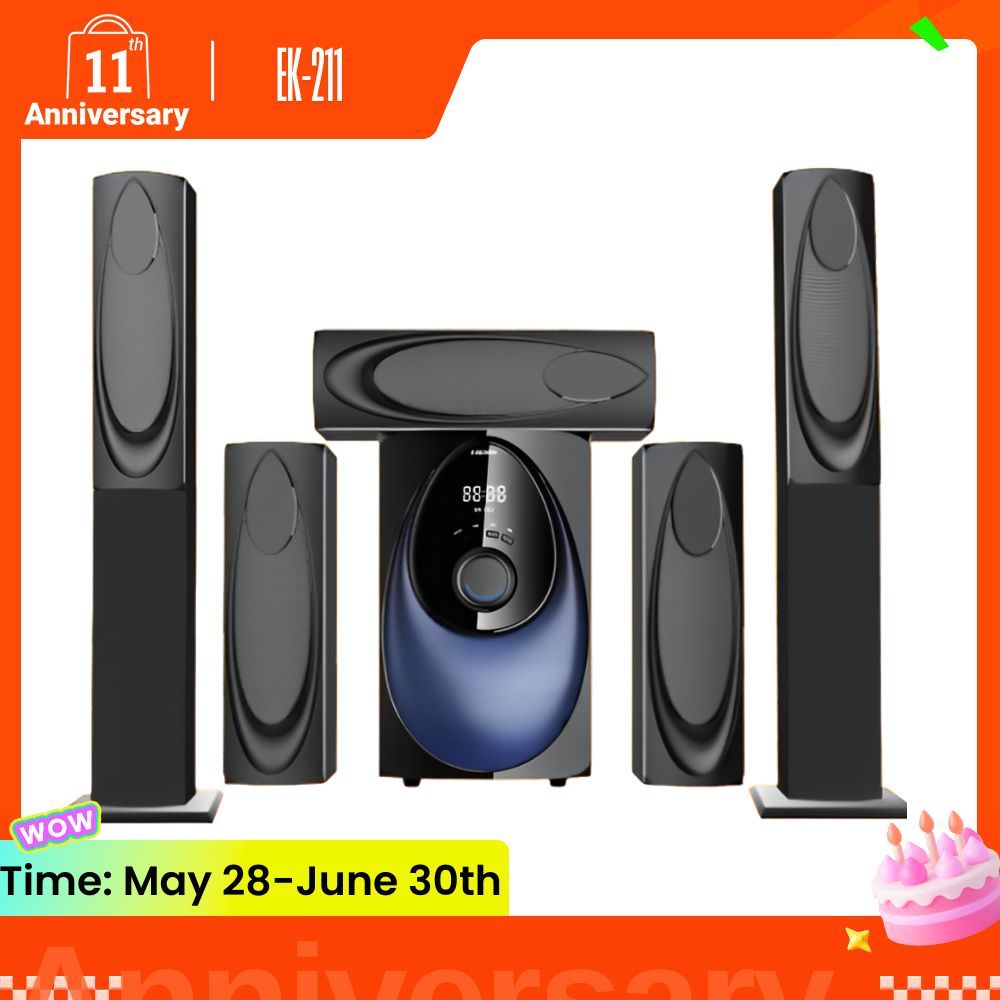 EUROKEN HOME THEATRE SYSTEM  EK-211 5 IN 1 TALL BOY AC/DC 12000W PMPO  WITH BLUETOOTH/FM/USB/SD MEM CARD SUPPORT
