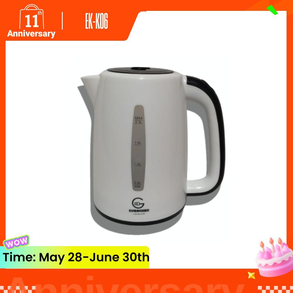 Eurochef  EC-K06 Electric Kettle Automatic turn off , 2.3 Litres -  WHITE