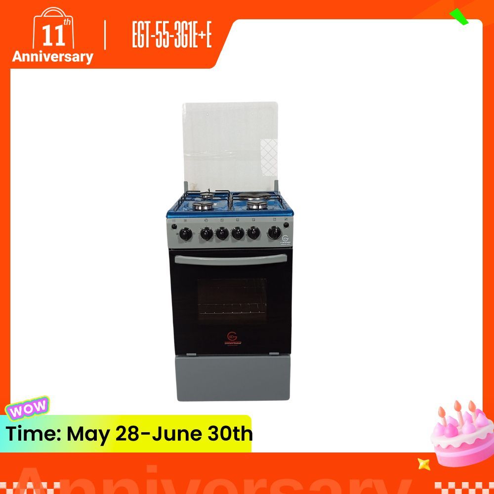 Eurochef EG55-3G1E-E 3 Gas Burner + 1 Hot Plate with Electric Oven 55x50cm