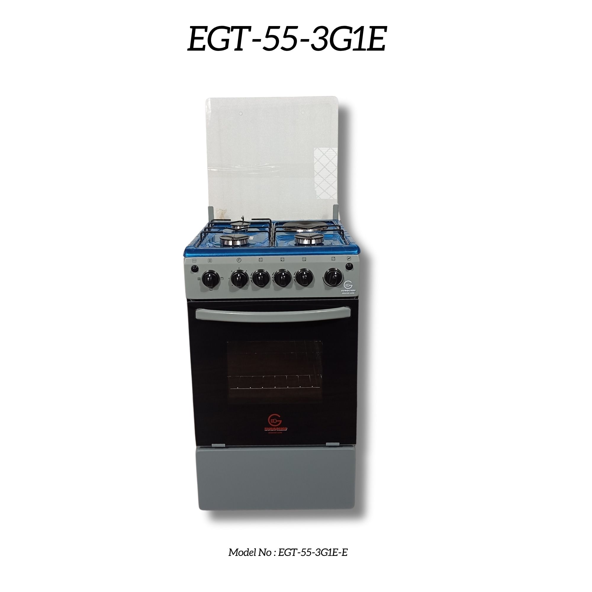 Eurochef EG55-3G1E-E 3 Gas Burner + 1 Hot Plate with Electric Oven 55x50cm