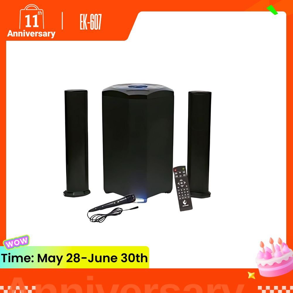 Euroken EK-607 MTUNGI WOOFER 20000W, Home Theatre Woofer BT FM Speaker 20000W FREE MIC P.M.P.O 20000W 2.1 Multimedia