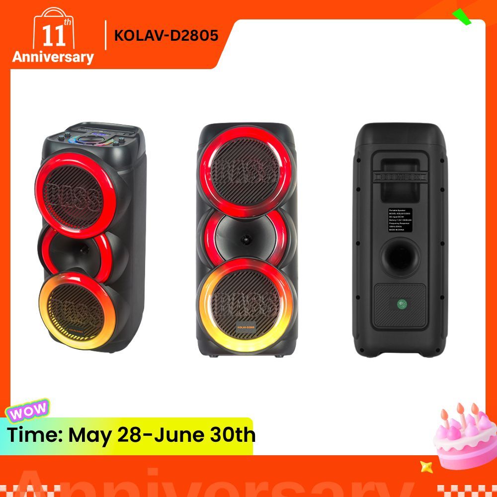 KOLAV-D2805 New Private Model Dual 8" Music Sound System Speakers Out door MAX Power 20800 P.M.P.O RGB Speaker