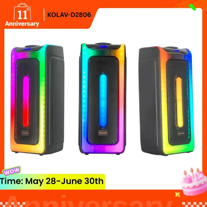 KOLAV-D2806 Dual 8 Inch Party Sounds System Dj Bluetooth Speaker Outdoor Wireless Bluetooth Speakers Boombox With Led Light