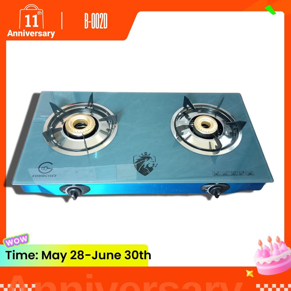 Eurochef B-002D Table Top Glass SIdes & Glass Top With two Burner Gas Cooker