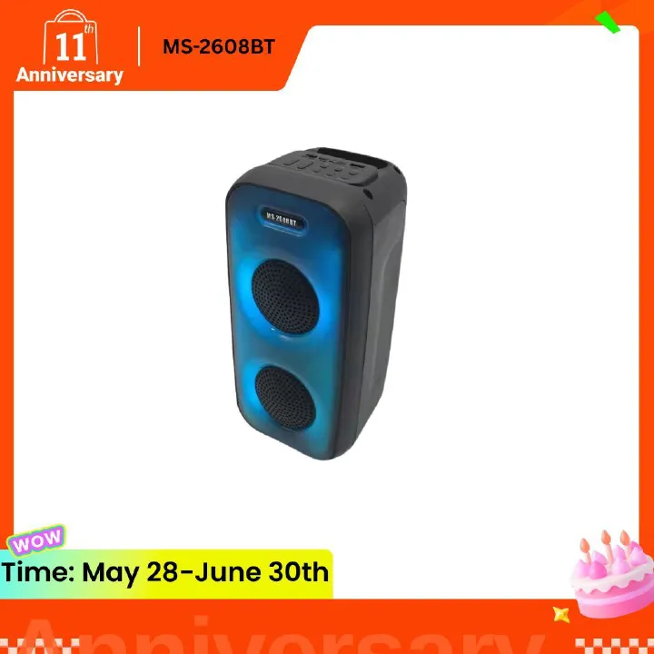EUROKEN MS-2608BT  Portable Wireless Bluetooth Speaker with Cool Dynamic Atmosphere Light