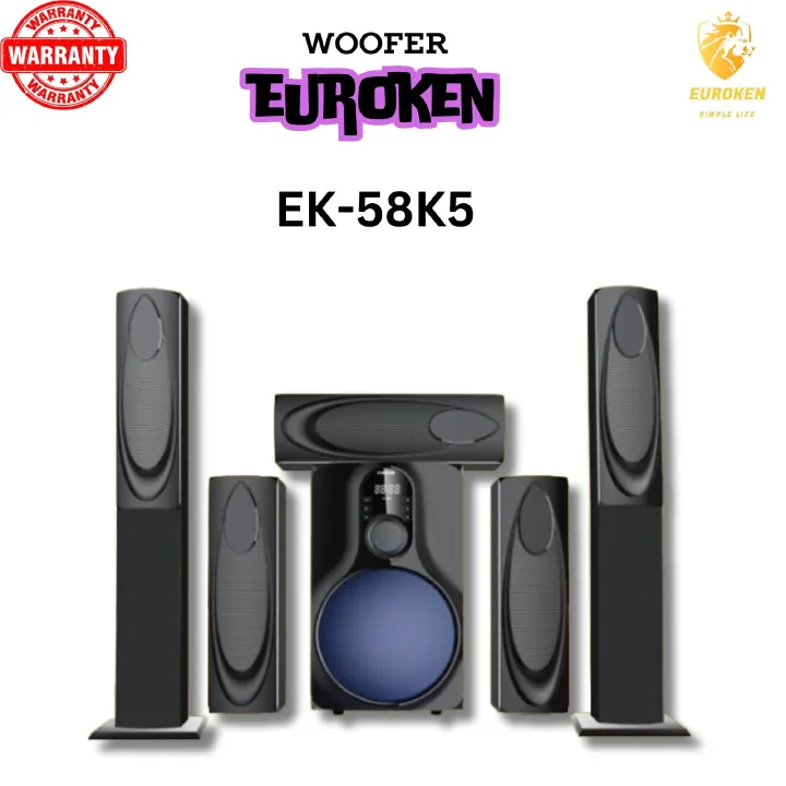 NEW EUROKEN HOME THEATRE SYSTEM EK-58K5 5 IN 1 TALL BOY AC/DC 15000W PMPO  WITH BLUETOOTH/FM/USB/SD MEM CARD SUPPORT