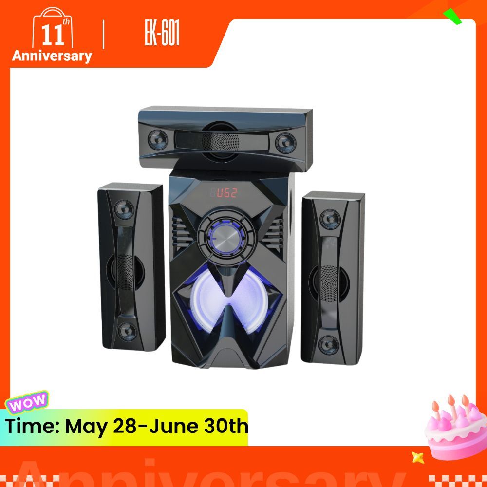 NEW EUROKEN 3.1CH Multimedia Bluetooth Woofer Speaker System EK-601 Subwoofer BT/USB/SD/FM Subwoofer Home Audio System  with Remote Control 20000W