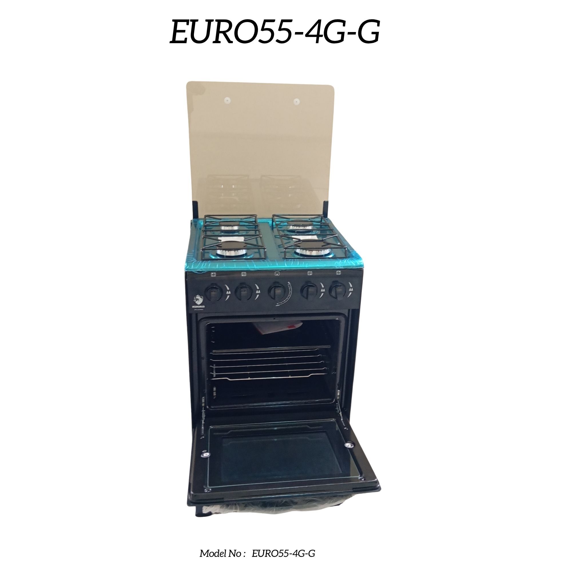 【ExclusiveOffer】Euroken Euro554GG 50L Home Improvement Free Standing Full Gas Cooker Kitchen Appliance With Gas Oven 4 Burners 50X55Cm