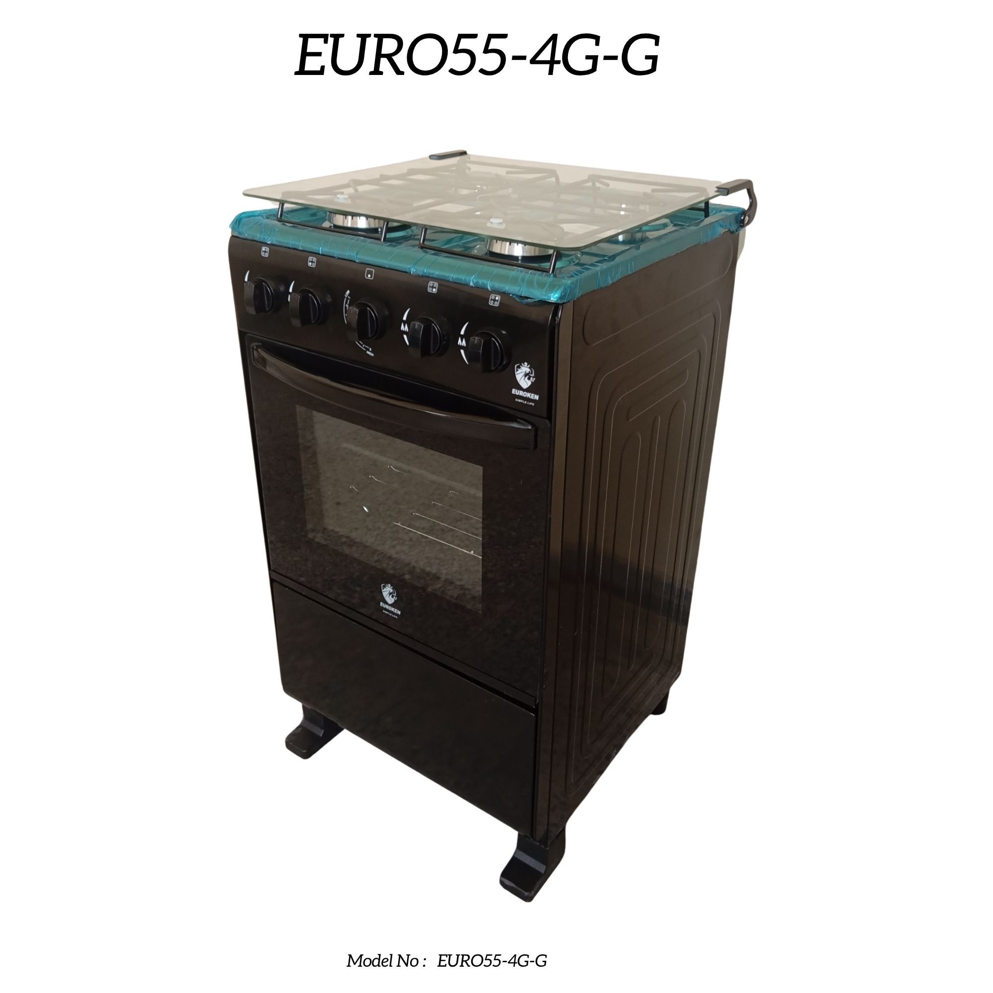 【ExclusiveOffer】Euroken Euro554GG 50L Home Improvement Free Standing Full Gas Cooker Kitchen Appliance With Gas Oven 4 Burners 50X55Cm