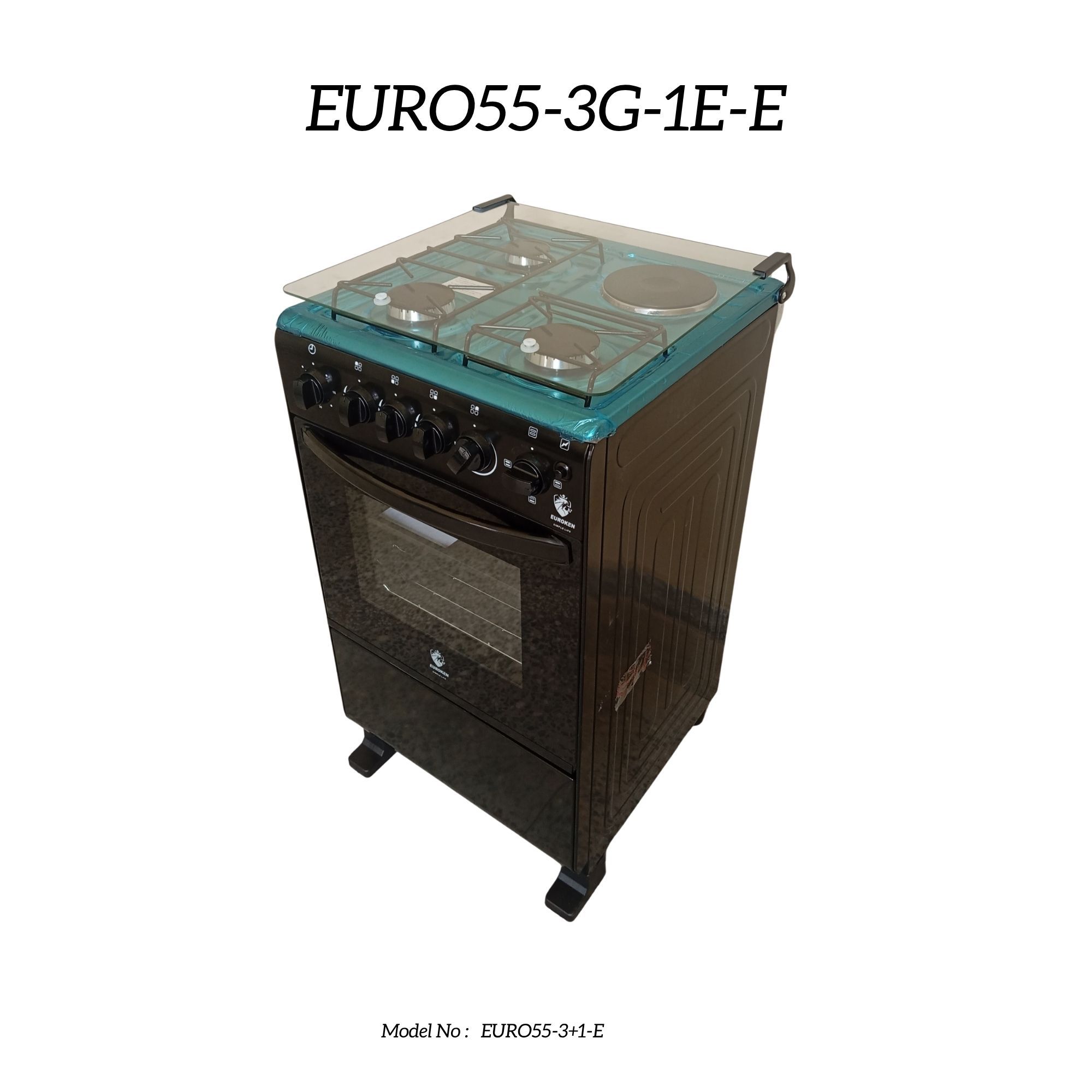 【Exclusive Offer】 EUROKEN EURO55-3G1E-E  50L HOME IMPROVEMENT  FREE STANDING COOKER 3 GAS +1 HOTPLATE KITCHEN APPLIANCE WITH ELECTRIC OVEN - 50X55CM
