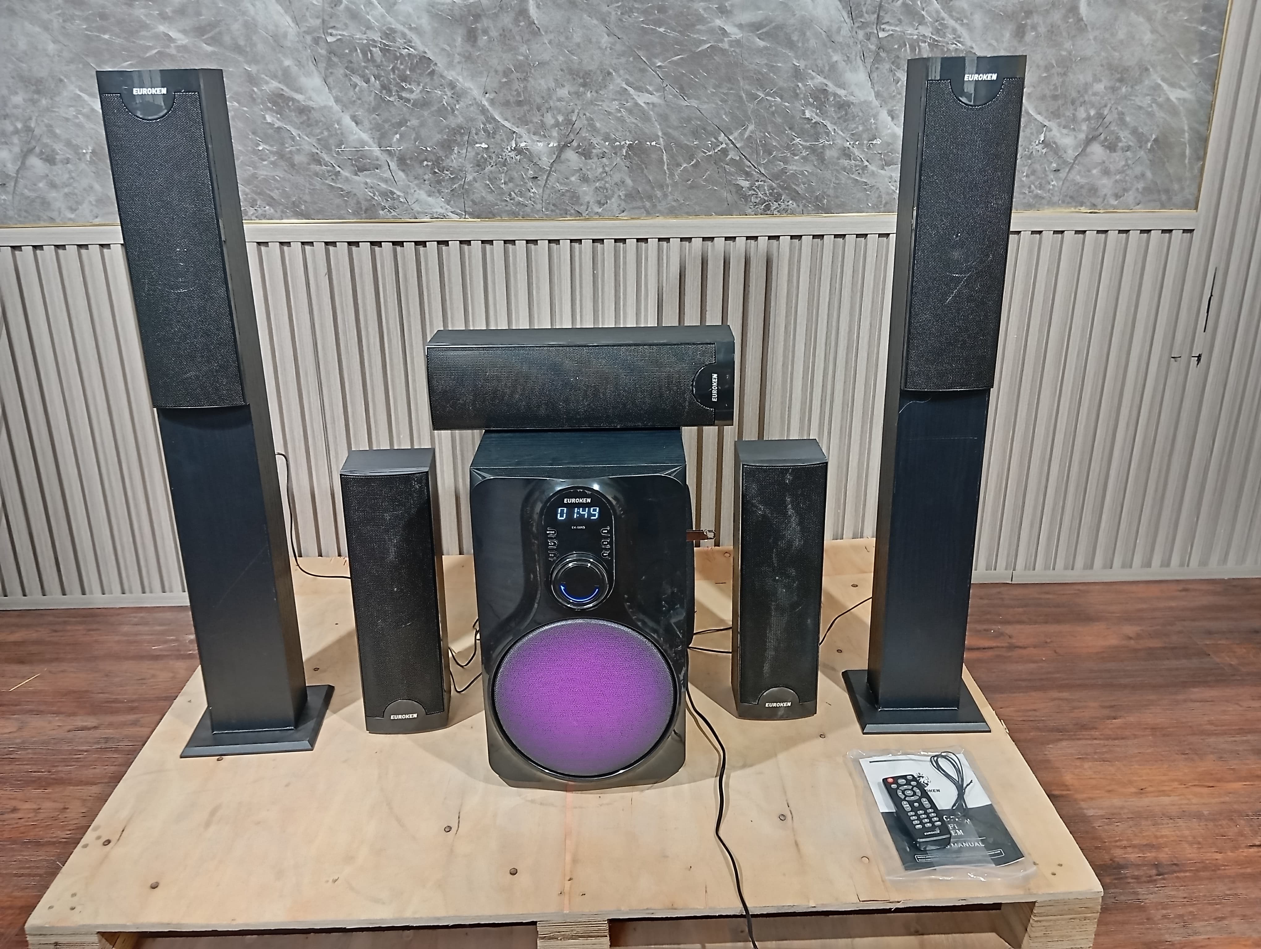 NEW EUROKEN HOME THEATRE SYSTEM EK-58K5 5 IN 1 TALL BOY AC/DC 15000W PMPO  WITH BLUETOOTH/FM/USB/SD MEM CARD SUPPORT